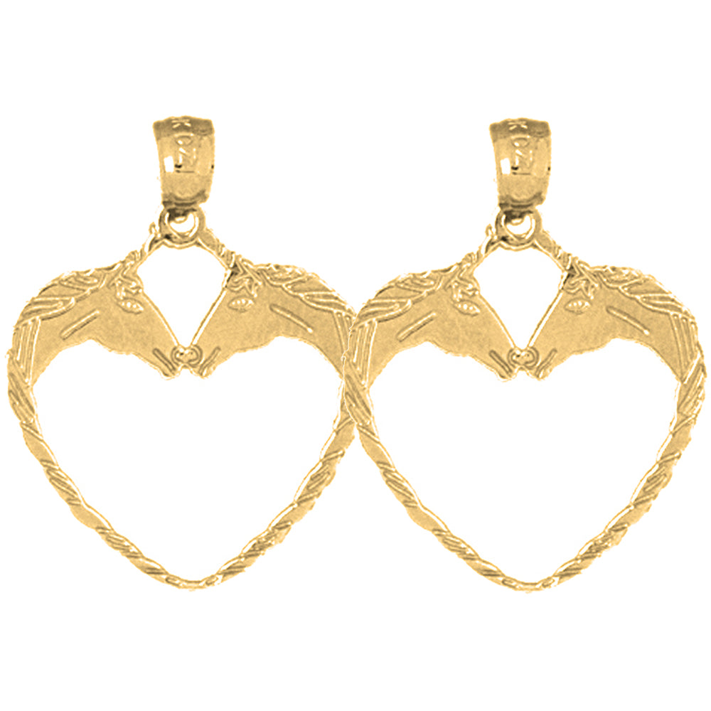 14K or 18K Gold 27mm Unicorn Heart Earrings