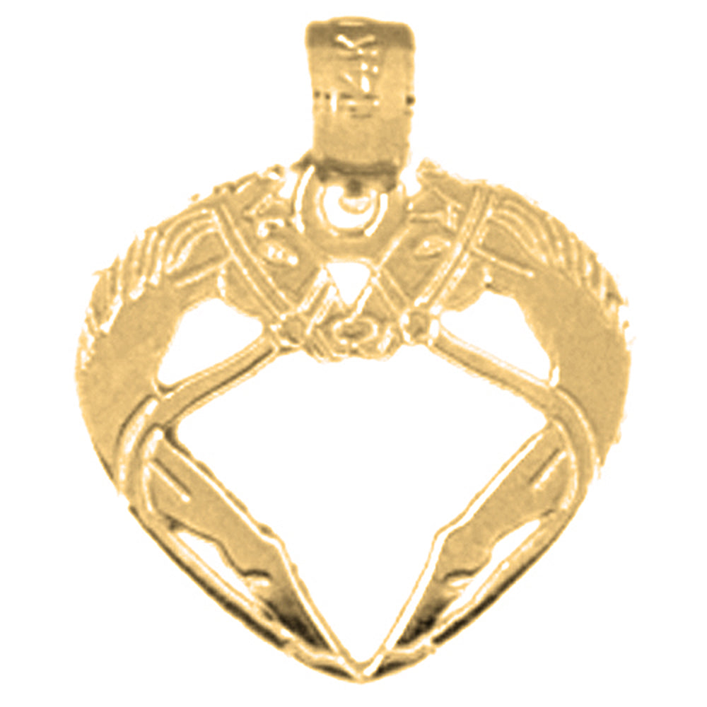 Yellow Gold-plated Silver Unicorn Heart Pendant