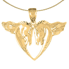 Sterling Silver Horse Heart Pendant (Rhodium or Yellow Gold-plated)