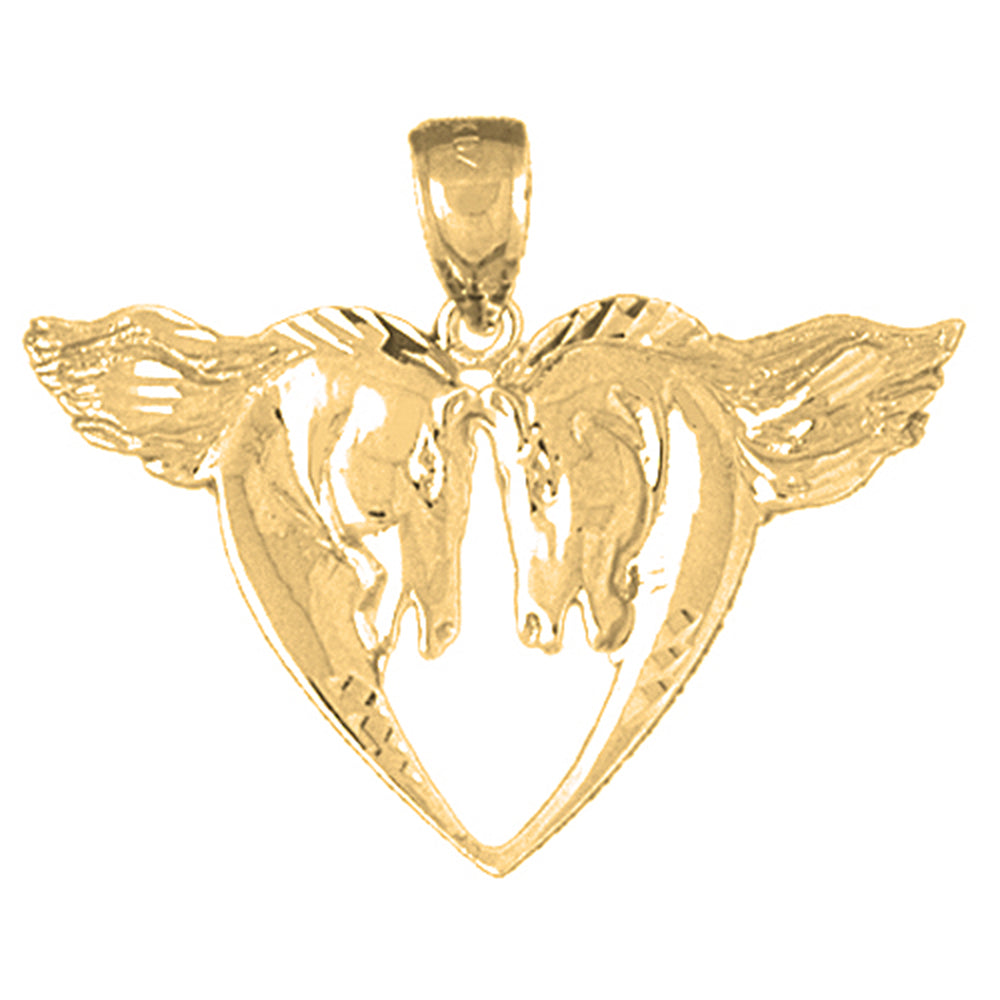 Yellow Gold-plated Silver Horse Heart Pendant