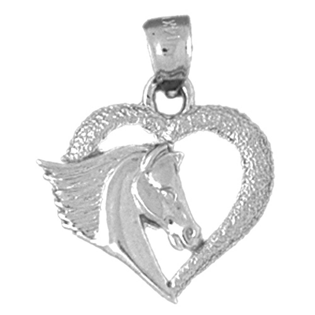Sterling Silver Heart With Horse Pendant