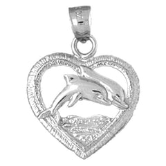 Sterling Silver Heart With Dolphin Pendant