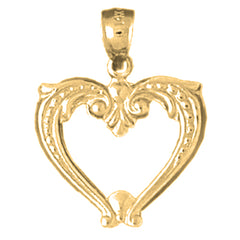 Yellow Gold-plated Silver Dolphin Heart Pendant