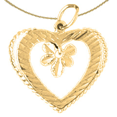 Herz mit Blumenanhänger aus Sterlingsilber (rhodiniert oder gelbvergoldet)