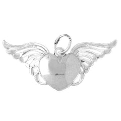 Sterling Silver Heart With Wings Pendant