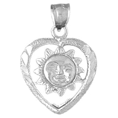 Sterling Silver Heart With Sun Pendant