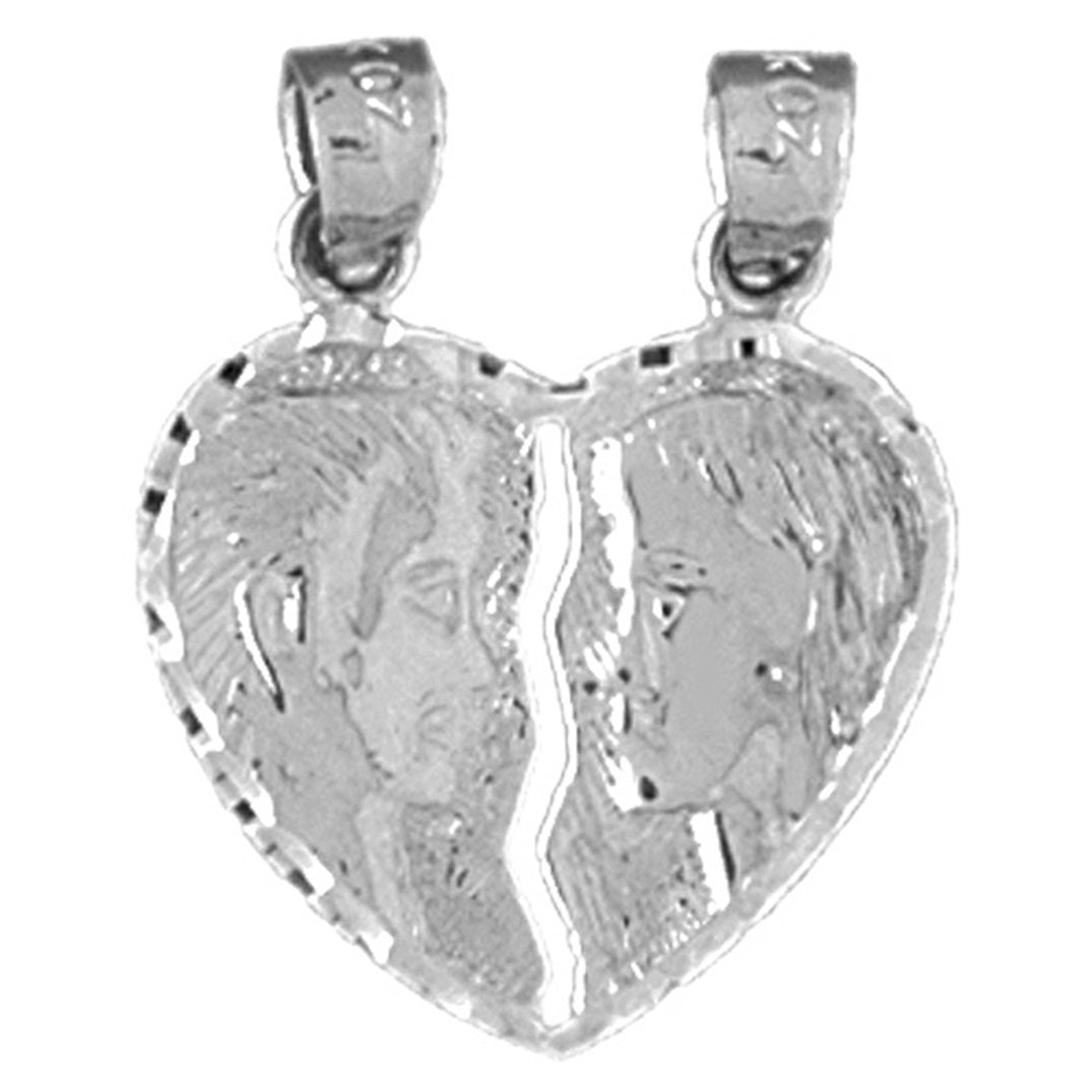 Sterling Silver Heart With Angels Pendant