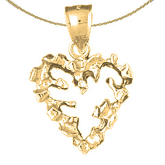 Colgante de pepita en forma de corazón de plata de ley (bañado en rodio o oro amarillo)
