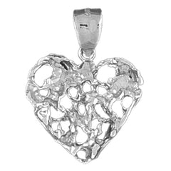 Sterling Silver Nugget Heart Pendant