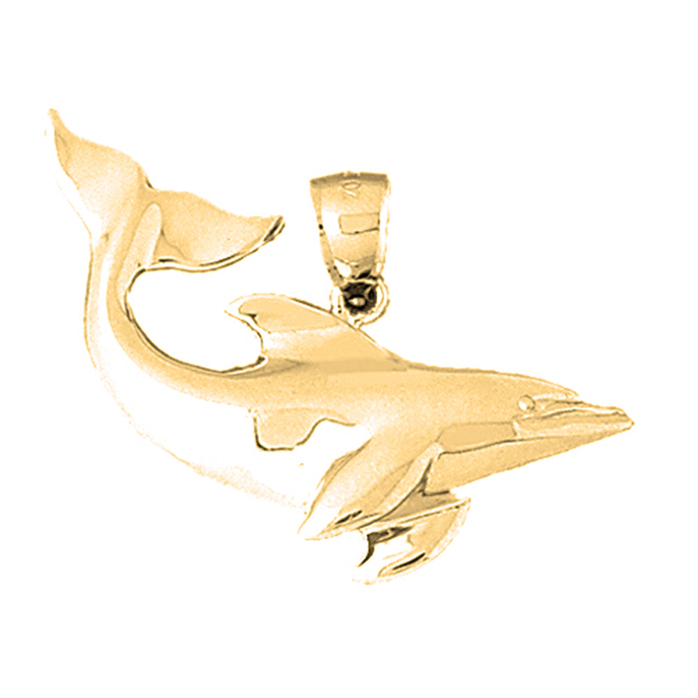 Yellow Gold-plated Silver Dolphin Pendant