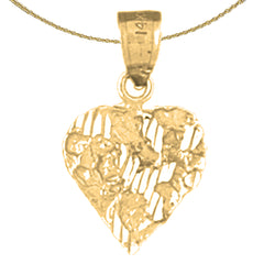 Colgante de pepita en forma de corazón de plata de ley (bañado en rodio o oro amarillo)