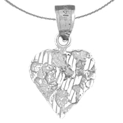 Sterling Silver Nugget Heart Pendant (Rhodium or Yellow Gold-plated)