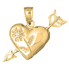Herz- und Pfeilanhänger aus Sterlingsilber (rhodiniert oder gelbvergoldet)