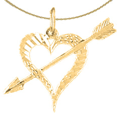 Sterling Silver Heart And Arrow Pendant (Rhodium or Yellow Gold-plated)