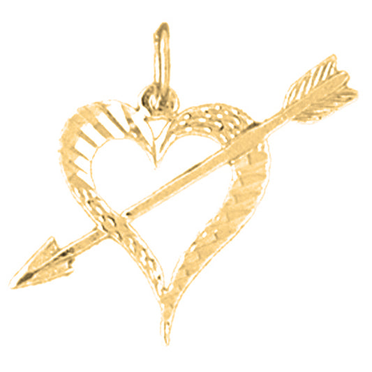 Yellow Gold-plated Silver Heart And Arrow Pendant