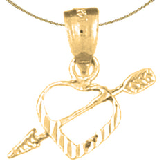 Colgante de corazón y flecha de plata de ley (bañado en rodio o oro amarillo)