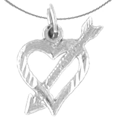 Sterling Silver Heart And Arrow Pendant (Rhodium or Yellow Gold-plated)