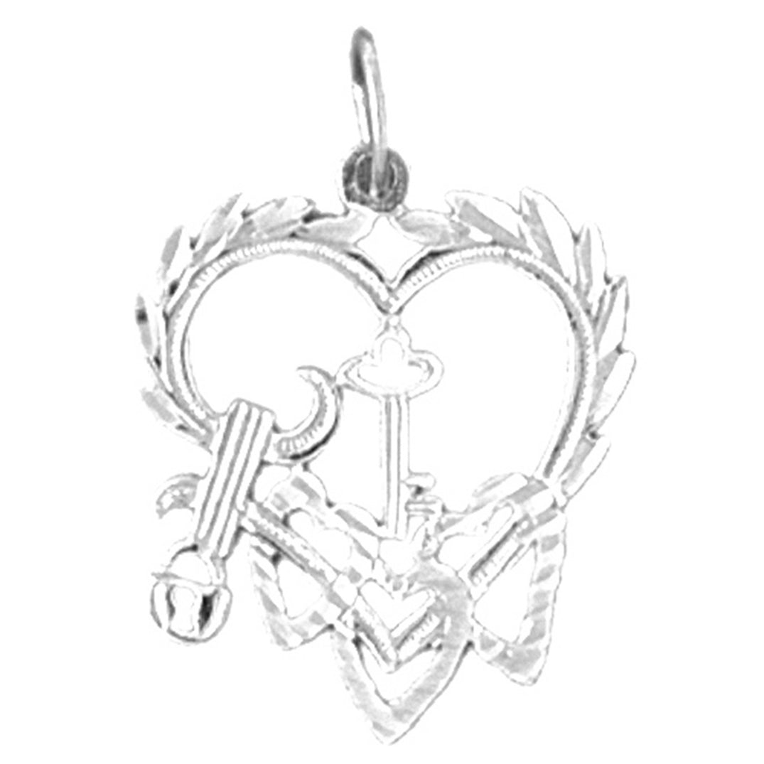 Sterling Silver Heart With Key Pendant