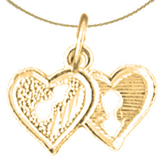 Sterling Silver Heart Lock Pendant (Rhodium or Yellow Gold-plated)
