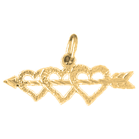 Yellow Gold-plated Silver Three Hearts With Arrow Pendant