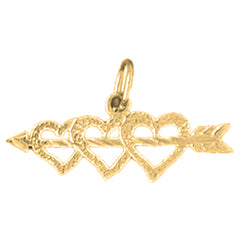 Yellow Gold-plated Silver Three Hearts With Arrow Pendant