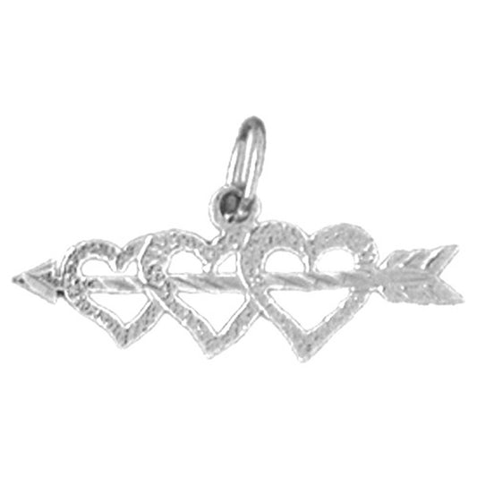 Sterling Silver Three Hearts With Arrow Pendant
