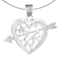 Colgante de corazón con flecha en plata de ley (bañado en rodio o oro amarillo)