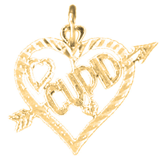 Yellow Gold-plated Silver Cupid Heart Pendant