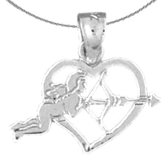 Corazón de plata de ley con colgante de Cupido (bañado en rodio o oro amarillo)