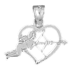 Sterling Silver Heart With Cupid Pendant