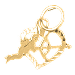 Herzanhänger aus Sterlingsilber mit Amor (rhodiniert oder gelbvergoldet)