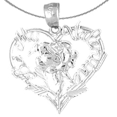 Sterling Silver Valentine Heart With Cupid Pendant (Rhodium or Yellow Gold-plated)