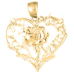 Yellow Gold-plated Silver Valentine Heart With Cupid Pendant