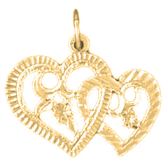 Yellow Gold-plated Silver Two Hearts Pendant