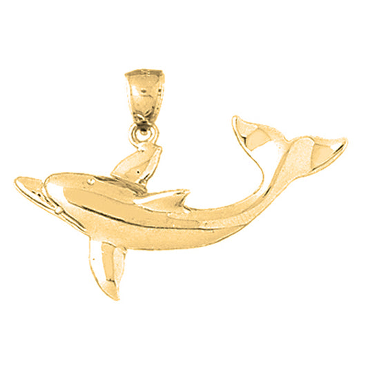 Yellow Gold-plated Silver Dolphin Pendant