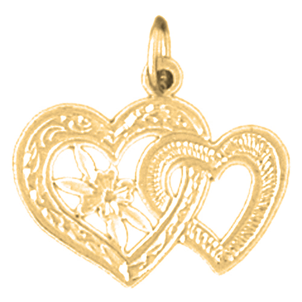 Yellow Gold-plated Silver Two Hearts Pendant