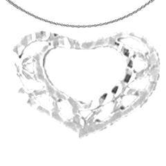 Sterling Silver Floating Heart Pendant (Rhodium or Yellow Gold-plated)