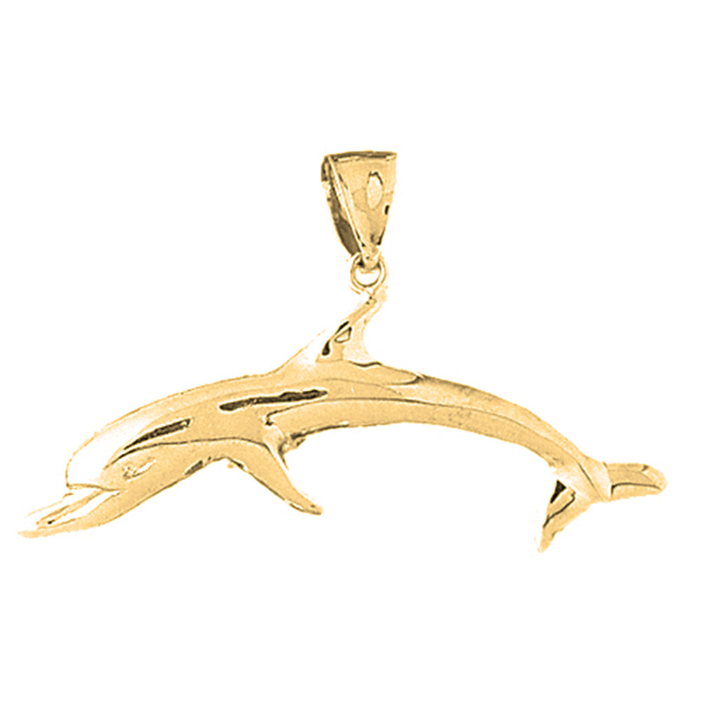 Yellow Gold-plated Silver Dolphin Pendant