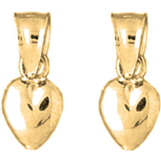 14K or 18K Gold 14mm 3D Heart Earrings