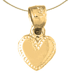 Colgante de corazón de plata de ley (bañado en rodio o oro amarillo)