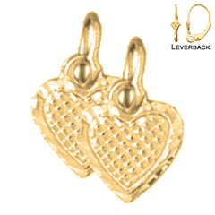 14K or 18K Gold 12mm Heart Earrings