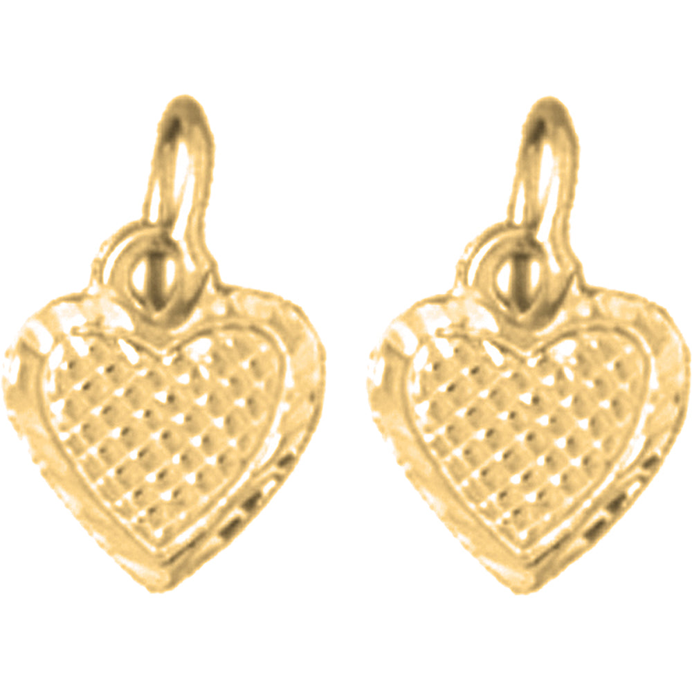 Yellow Gold-plated Silver 12mm Heart Earrings