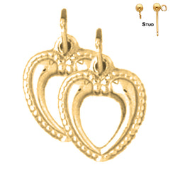 14K or 18K Gold 21mm Heart Earrings
