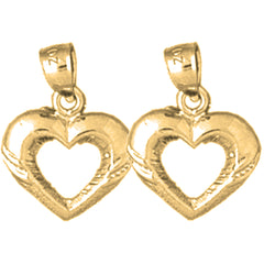 14K or 18K Gold 17mm Heart Earrings