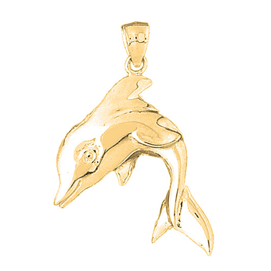 Yellow Gold-plated Silver Dolphin Pendant