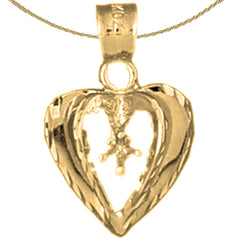 Sterling Silver Heart With Mounting Pendant (Rhodium or Yellow Gold-plated)