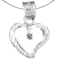 Corazón de plata de ley con colgante de montaje (bañado en rodio o oro amarillo)