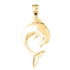 Yellow Gold-plated Silver Dolphin Pendant