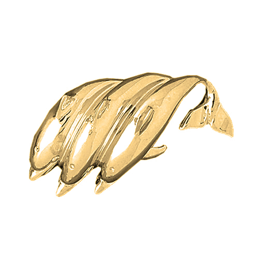 Yellow Gold-plated Silver Dolphins Pendant
