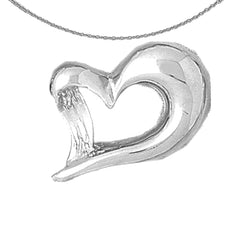 Sterling Silver Floating Heart Pendant (Rhodium or Yellow Gold-plated)